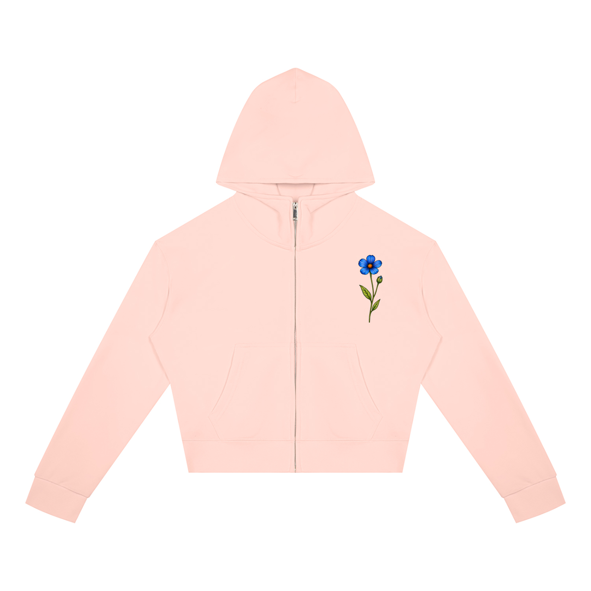 Wild and Fearless // Blue Bloom Cropped Zip Hoodie