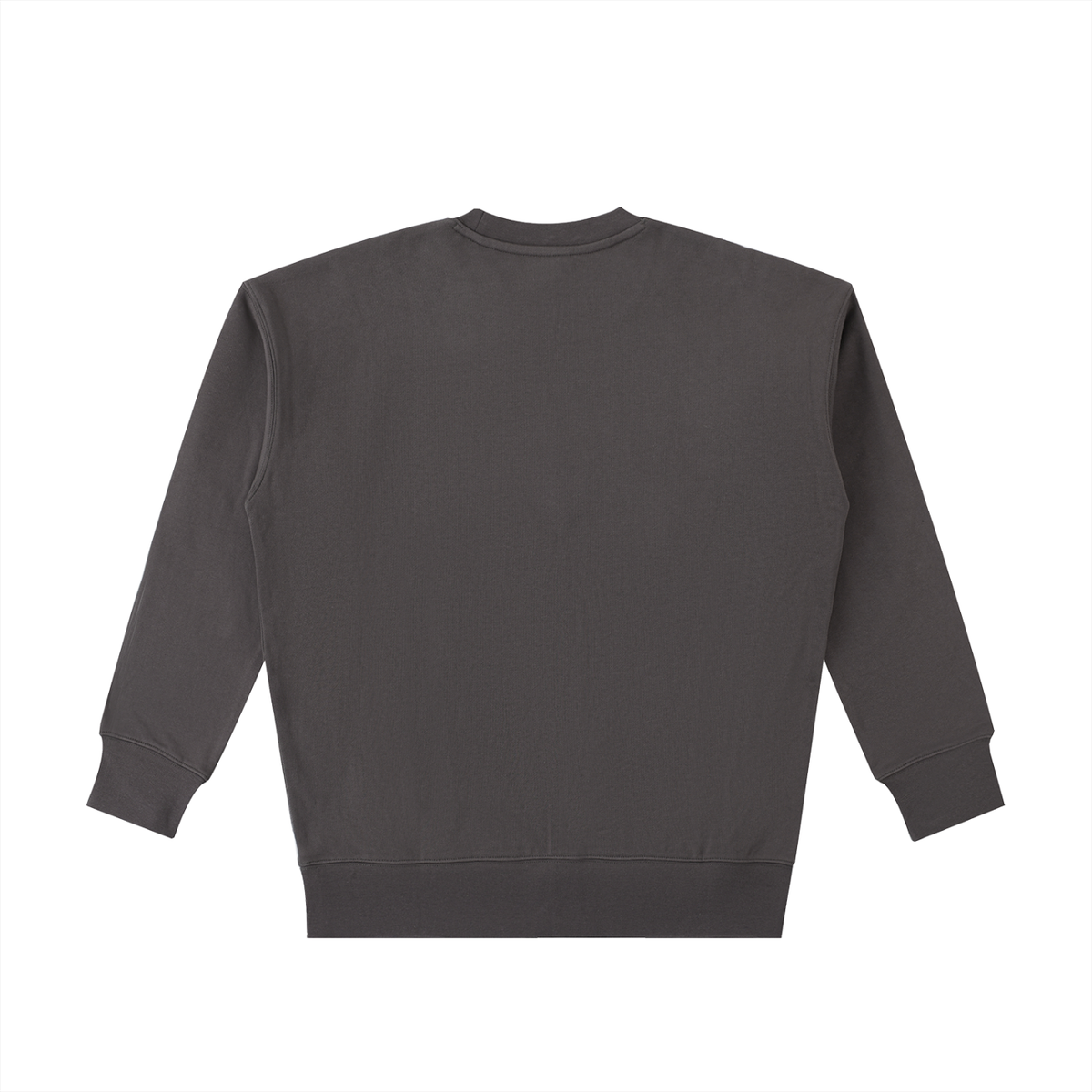 Dark gray Wild and Fearless crewneck, back view
