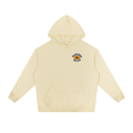 Apricot Wildflower Run Club hoodie, back view with daisy and wildflower art column
