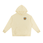 Apricot Wildflower Run Club hoodie, back view with daisy and wildflower art column
