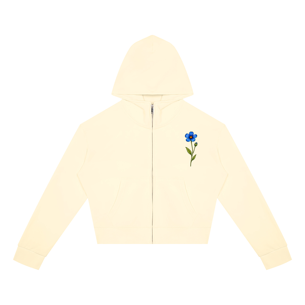 Wild and Fearless // Blue Bloom Cropped Zip Hoodie