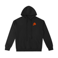 Black No Taming This hoodie, back view with tiger between wildflower stems