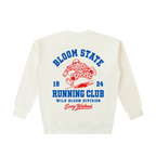 Apricot Bloom State crewneck sweatshirt, back view with large floral running club graphic