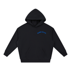 Black Bloom State hoodie, back view with large floral running club graphic