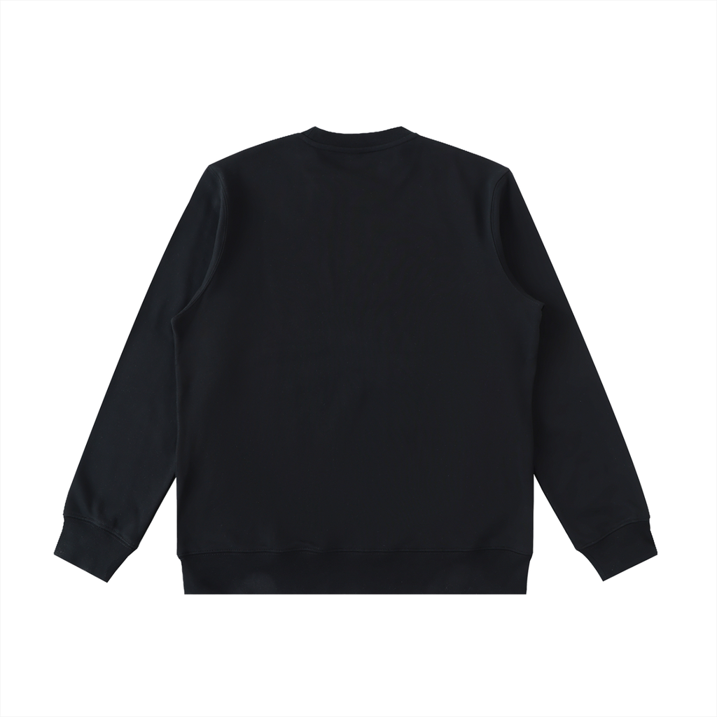 Black Essential heavyweight crewneck, back view