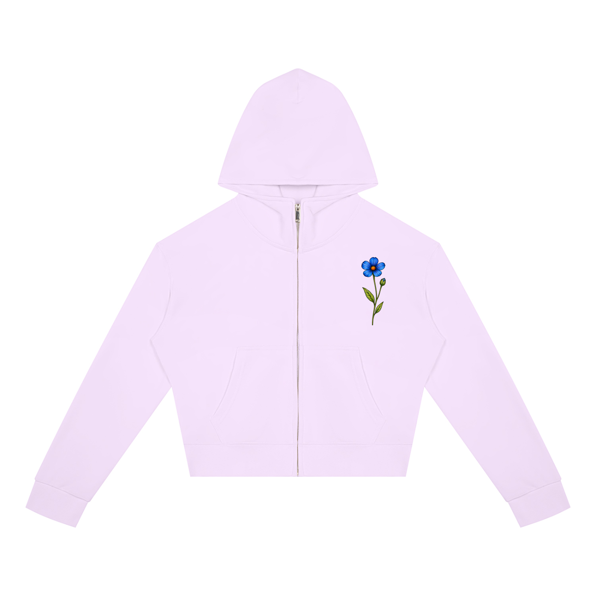 Wild and Fearless // Blue Bloom Cropped Zip Hoodie